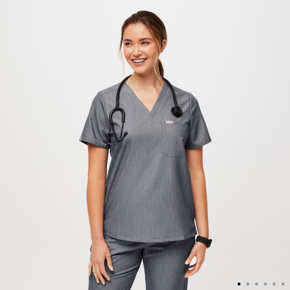 XS Figs Graphite Scrub Top